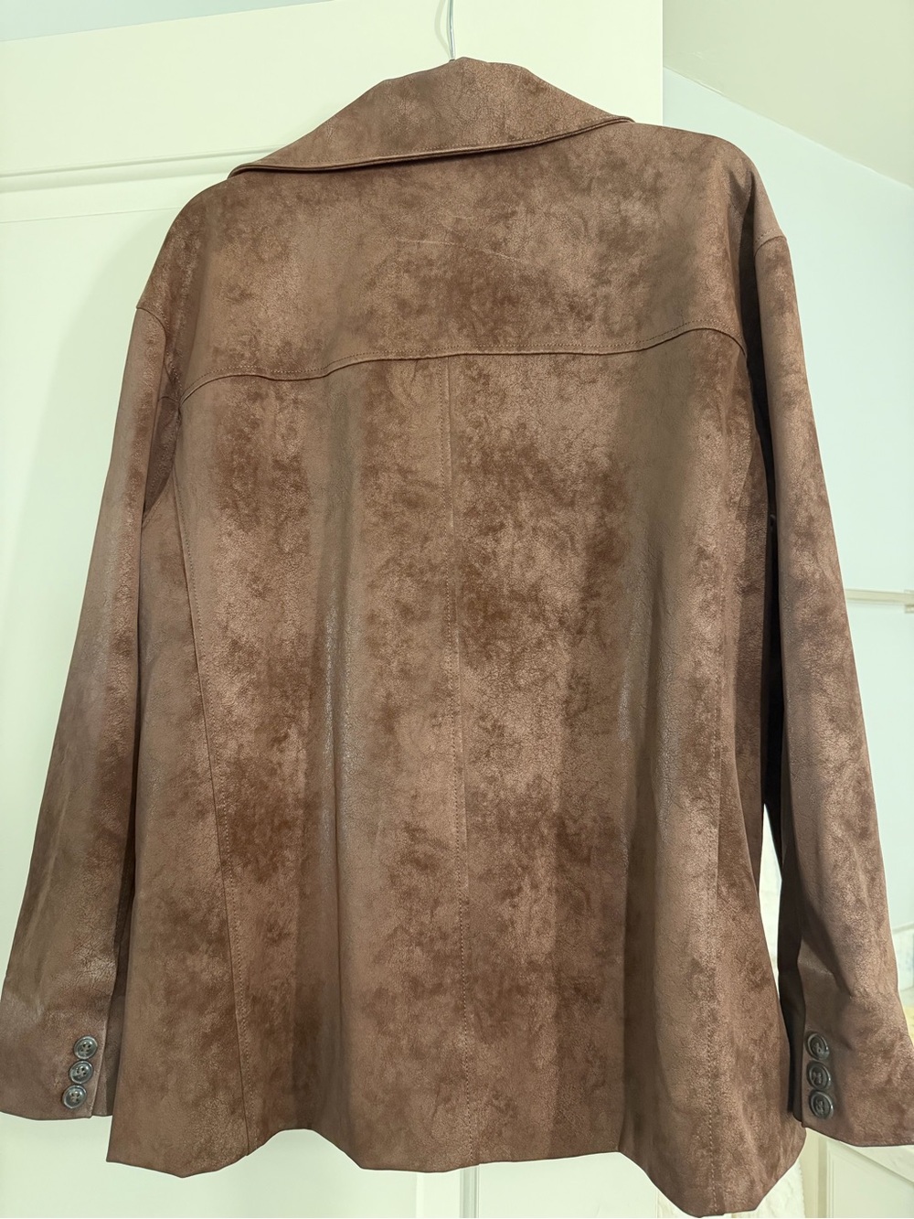 Brown Faux Suede Button-Front Jacket - Picture 4 of 7
